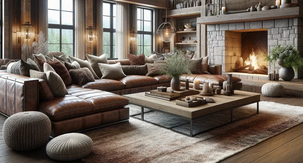 rustic living room with fireplace
