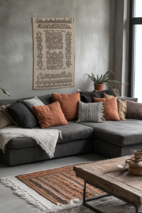 43+ Modern Boho Living Room Ideas with a Stylish Grey Couch - Feel Your ...